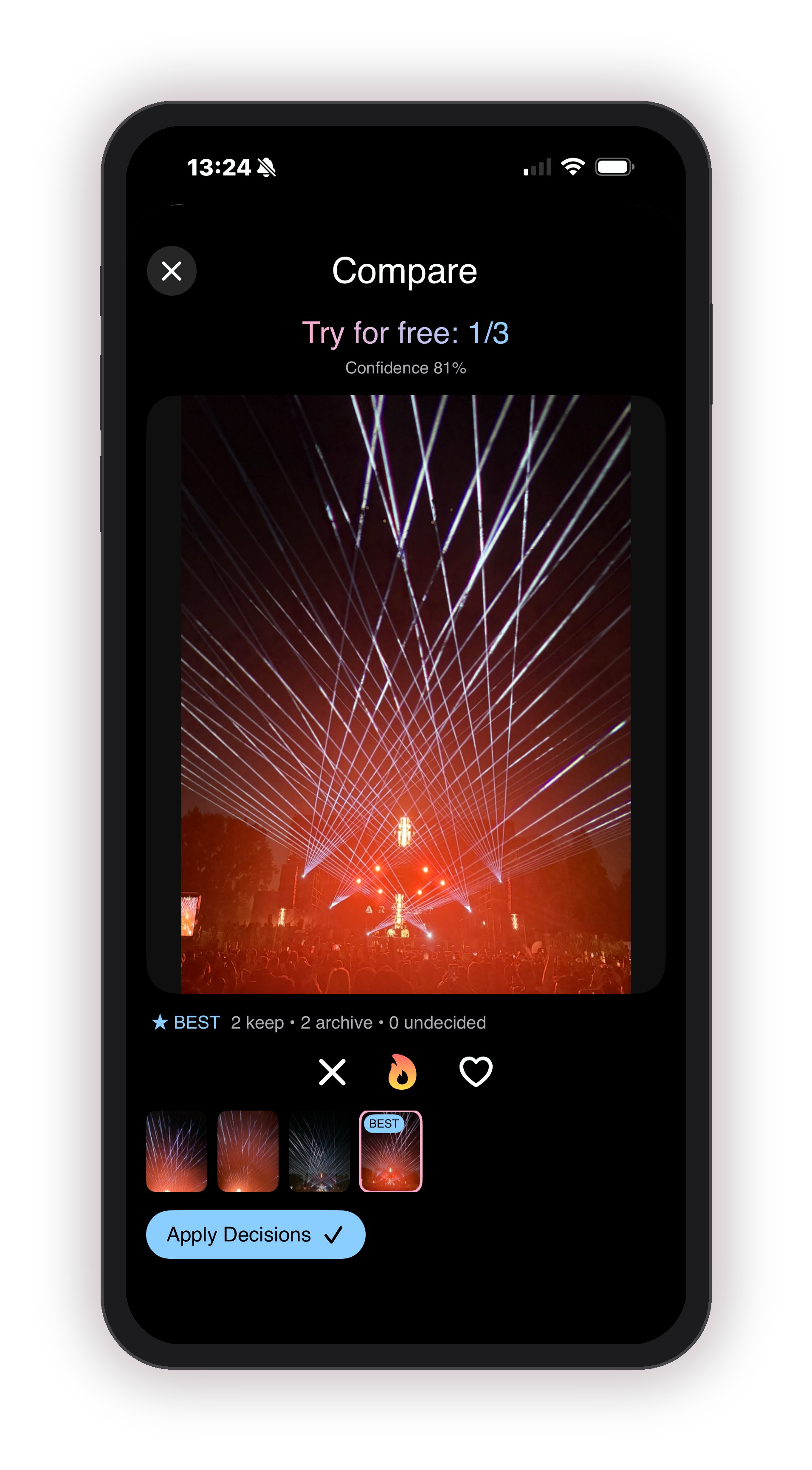 Comparing similar photos to pick the best shot in flicpix
