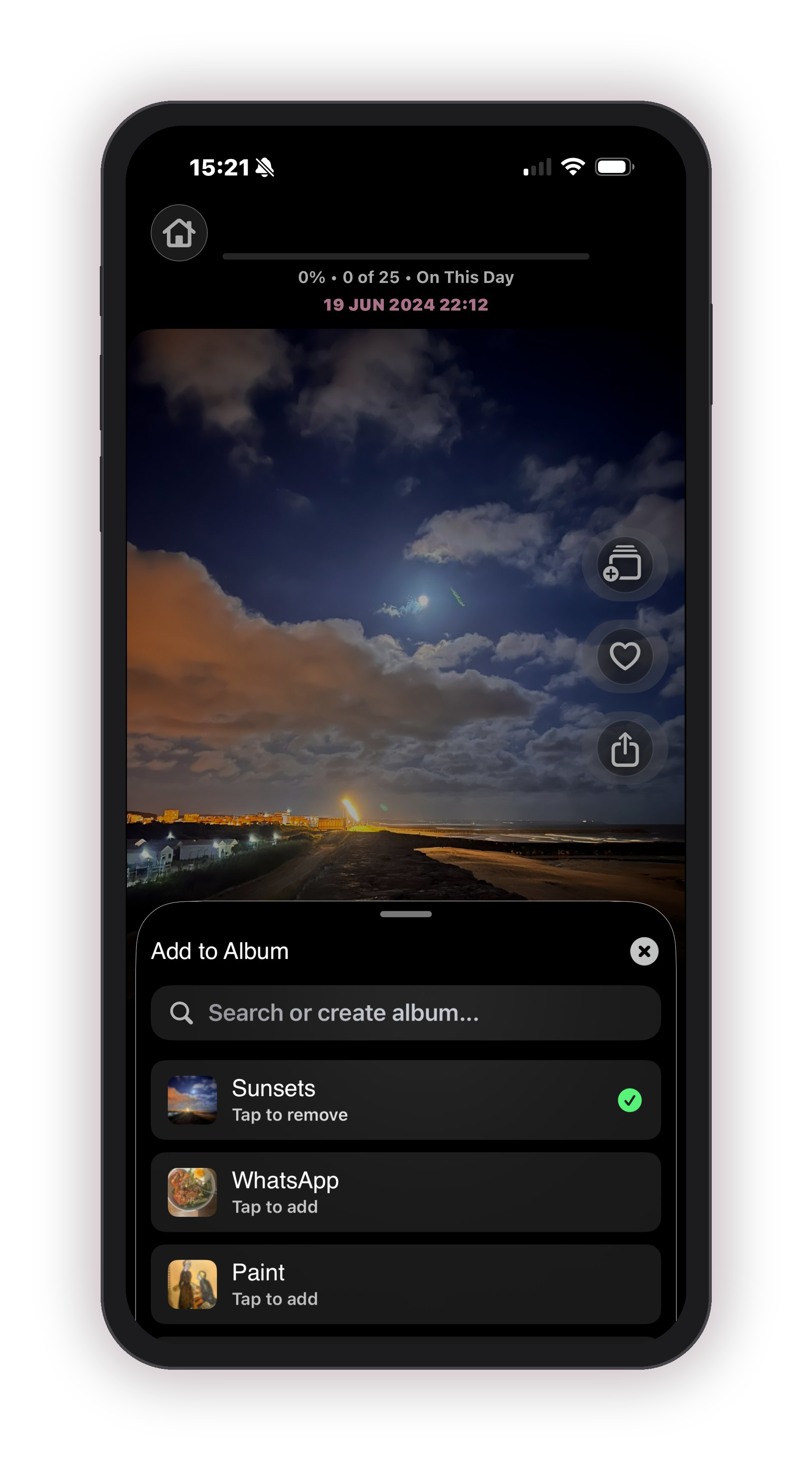 Adding a photo to an album in flicpix